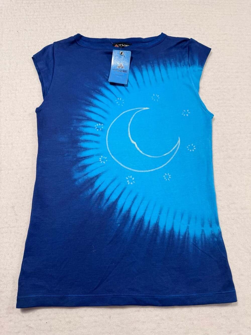 ATKE Blue Tie Dye Moon Celestial Sleeveless Tank Top Approx XXS NWT